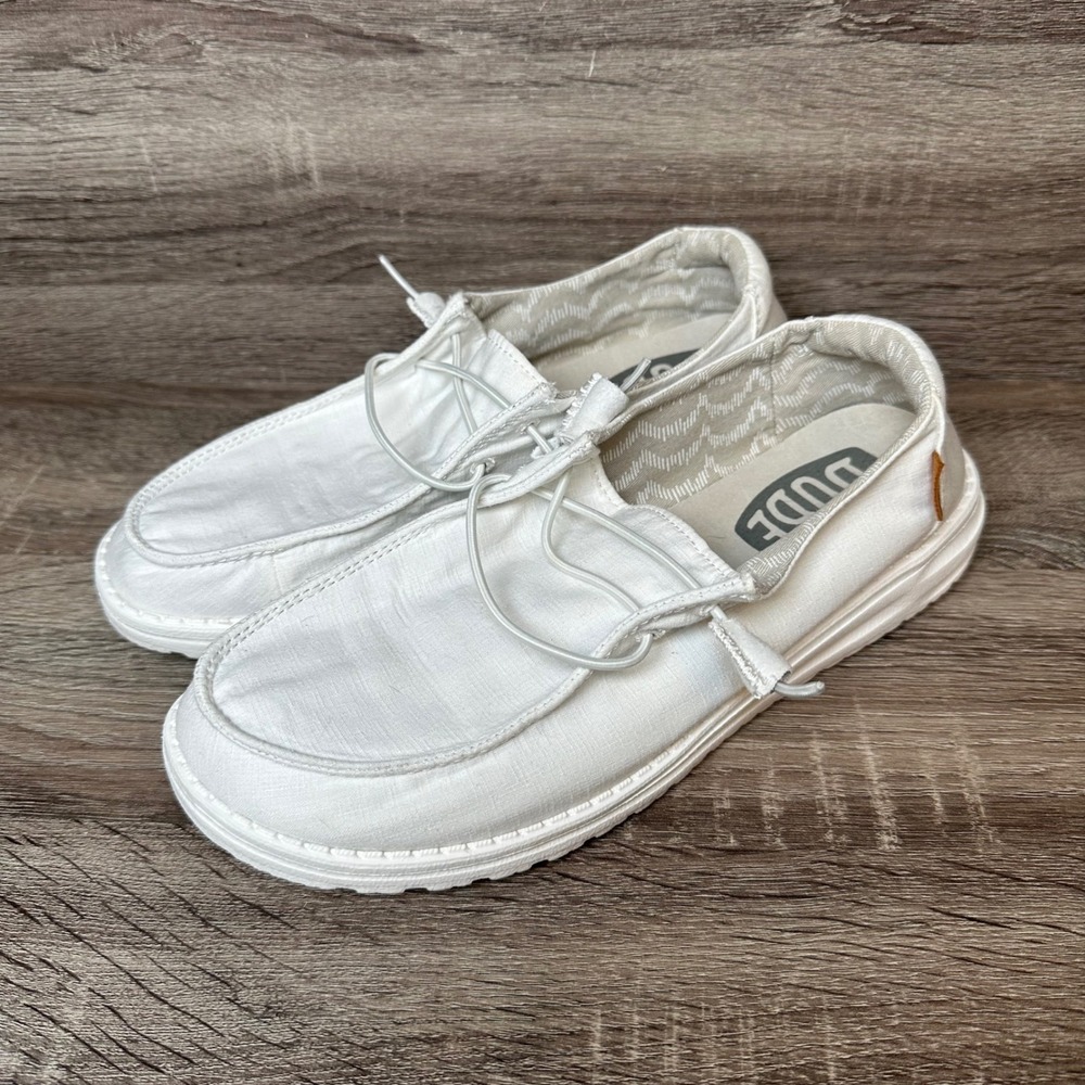 Hey Dude Wendy Shoes White Canvas Slip On Loafers Women Size 9 Casual  Comfort